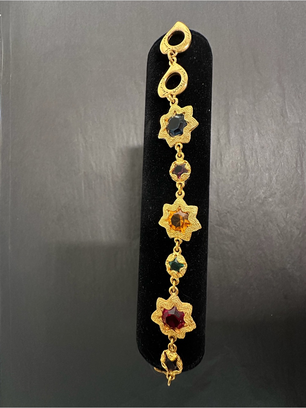 YSL Gold-Tone Multicolor Star-Link Gemstone Bracelet - Picture 3 of 7
